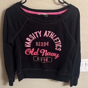 Old Navy Black Sweatshirt with Pink Varsity Print